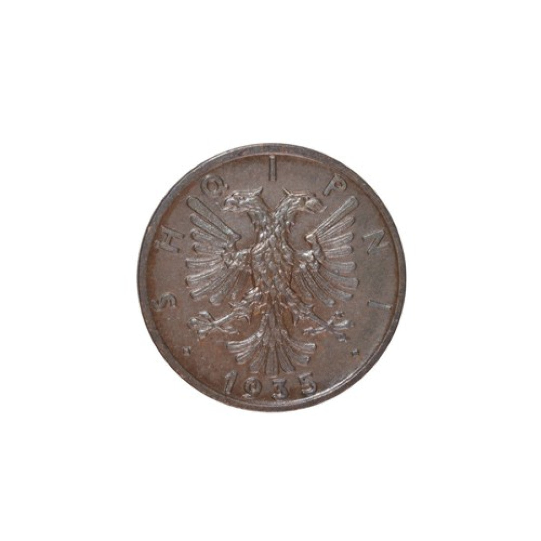 ΑΛΒΑΝΙΑ - 1 Qindar Ar 1935, AU, KM# 14