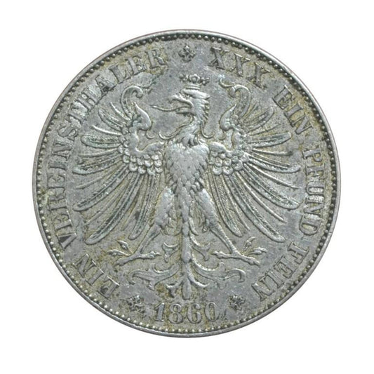 ΓΕΡΜΑΝΙΚΑ ΚΡΑΤΗ - ΦΡΑΝΚΦΟΥΡΤΗ, Thaler 1860, AU