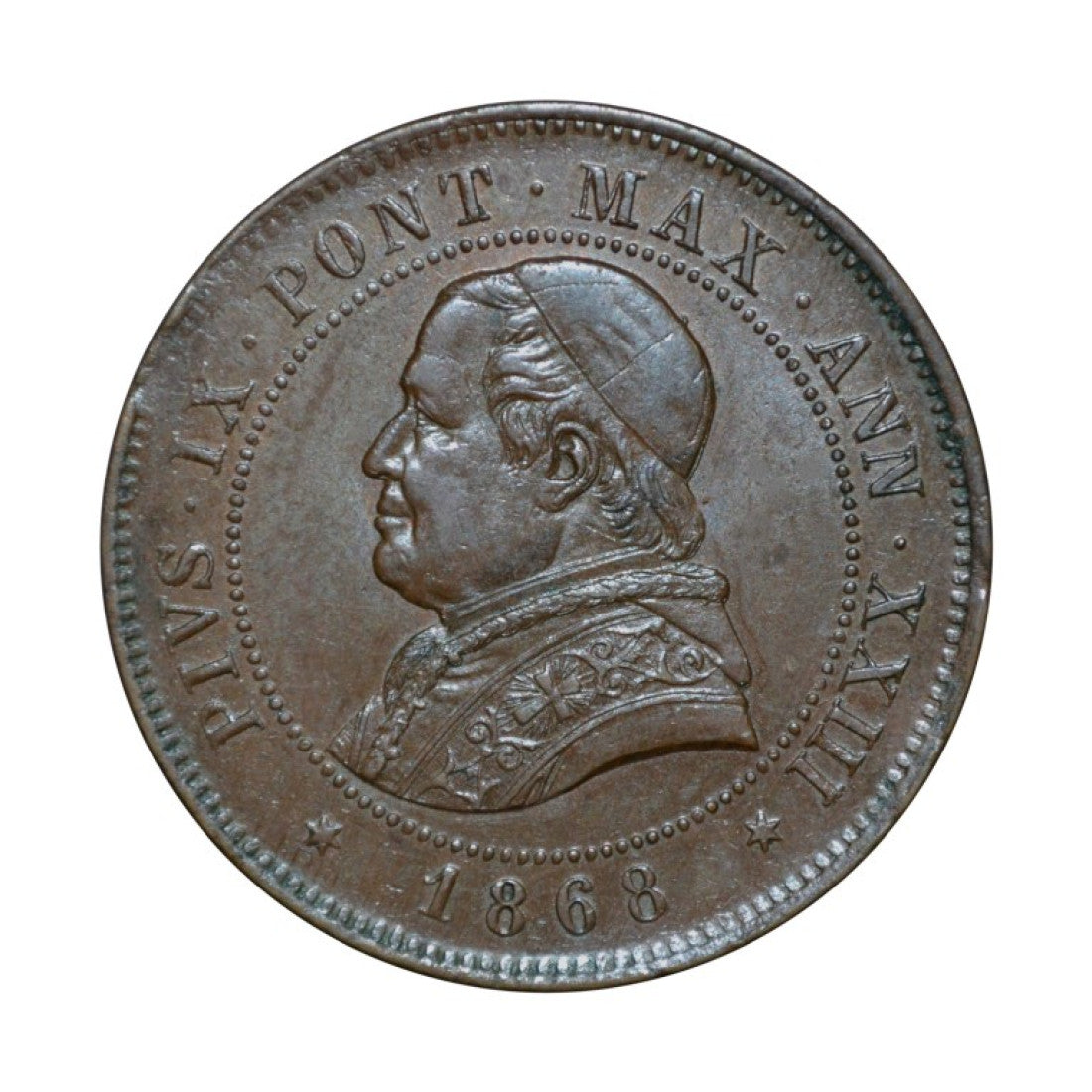 ITALIAN STATES - PAPAL STATES, 4 Soldi 1868, XXIII R, AU