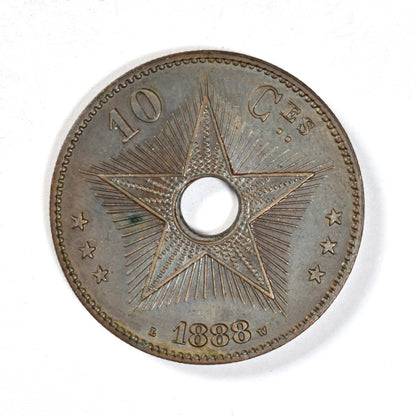ΒΕΛΓΙΚΟ ΚΟΝΓΚΟ - 10 Centimes 1888, AU-UNC