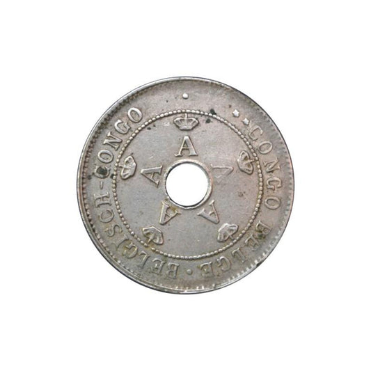 BELGIAN CONGO - 10 Centimes 1928, VF, KM# 18