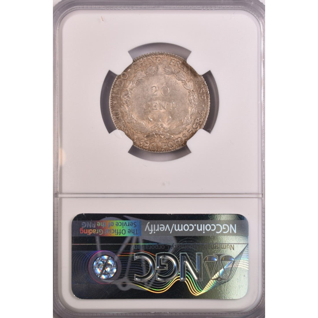 ΓΑΛΛΙΚΗ ΙΝΔΟΚΙΝΑ - 20 Cents 1928, NGC MS65