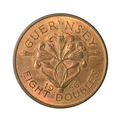 GUERNESEY, 8 Διπλά 1956, KM# 16, Unc