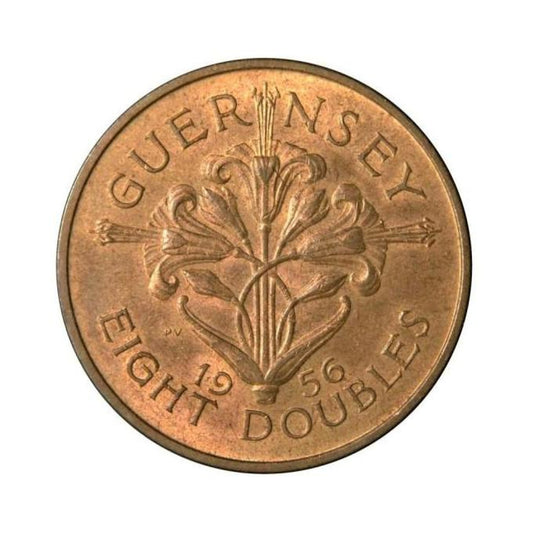 GUERNESEY, 8 Διπλά 1956, KM# 16, Unc