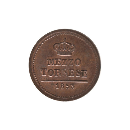 ΙΤΑΛΙΚΕΣ ΠΟΛΙΤΕΙΕΣ - ΝΑΠΟΛΗ & ΣΙΚΕΛΙΑ, 1/2 Torneze 1853, UNC