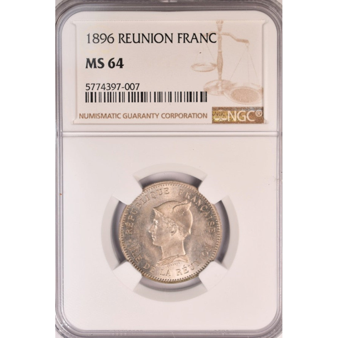 REUNION - 1 Φράγκο 1896 NGC MS64