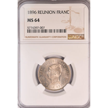 REUNION - 1 Φράγκο 1896 NGC MS64