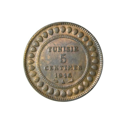 TUNISIA, 5 Centimes 1916 A (1334) UNC, km# 235