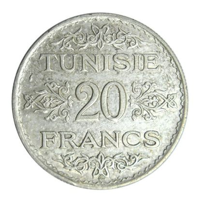TUNISIA, 20 Francs 1353 (1935) XF-AU, km# 263